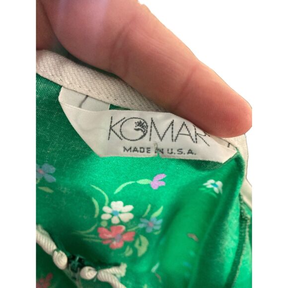 Vintage Green Sleeveless Floral Dress by  KOMAR-size M-GREAT! - Picture 3 of 6